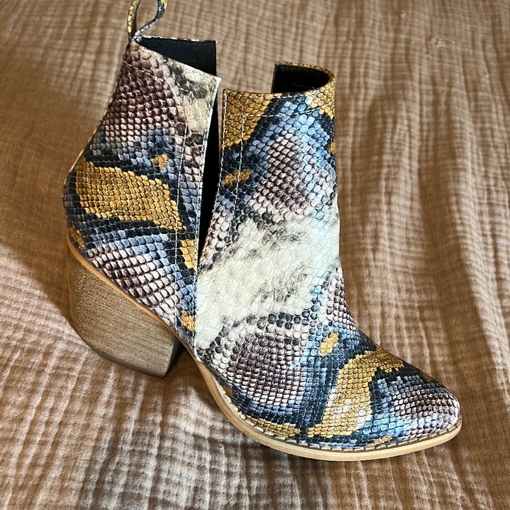 Snake print booties